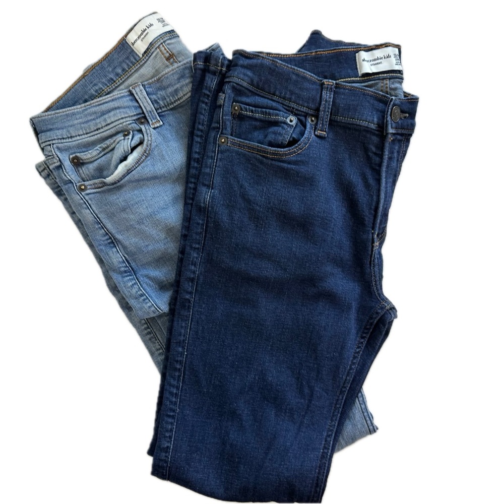 Lot 2 Abercrombie Kids LONG Junior Size 13/14 Straight Jeans Adjustable Waist